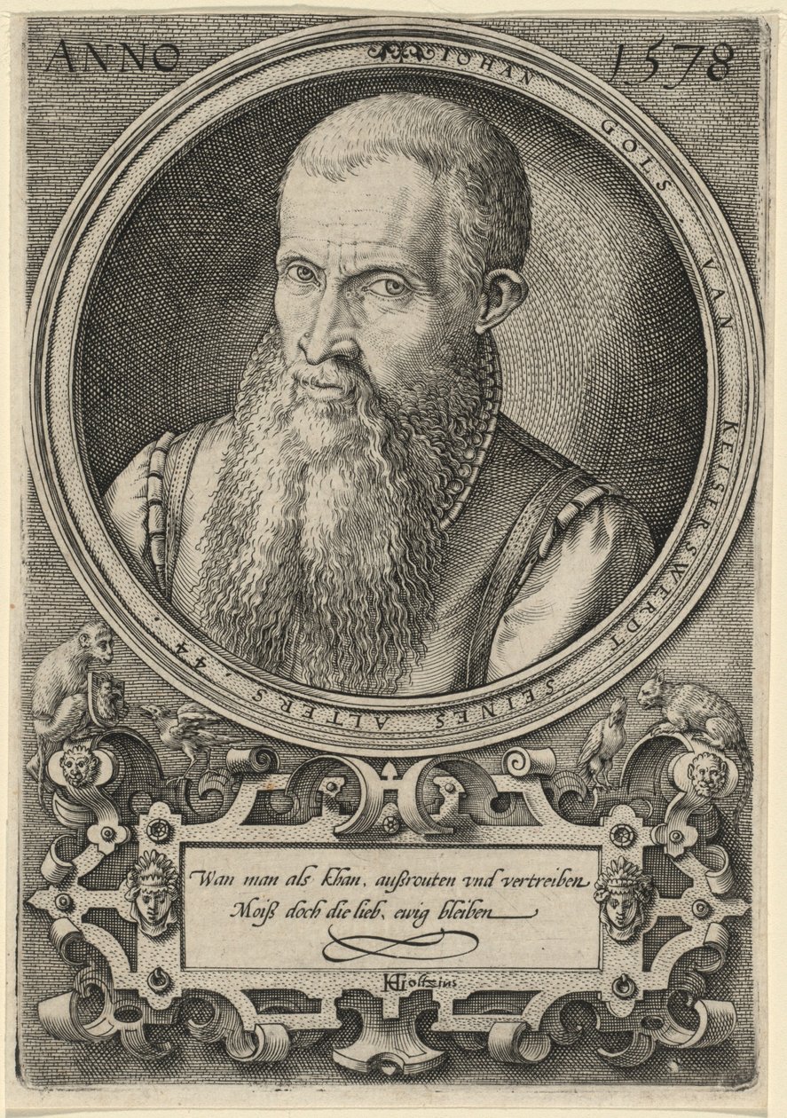 Johan Gols [de vader van de kunstenaar] door Hendrick Goltzius
