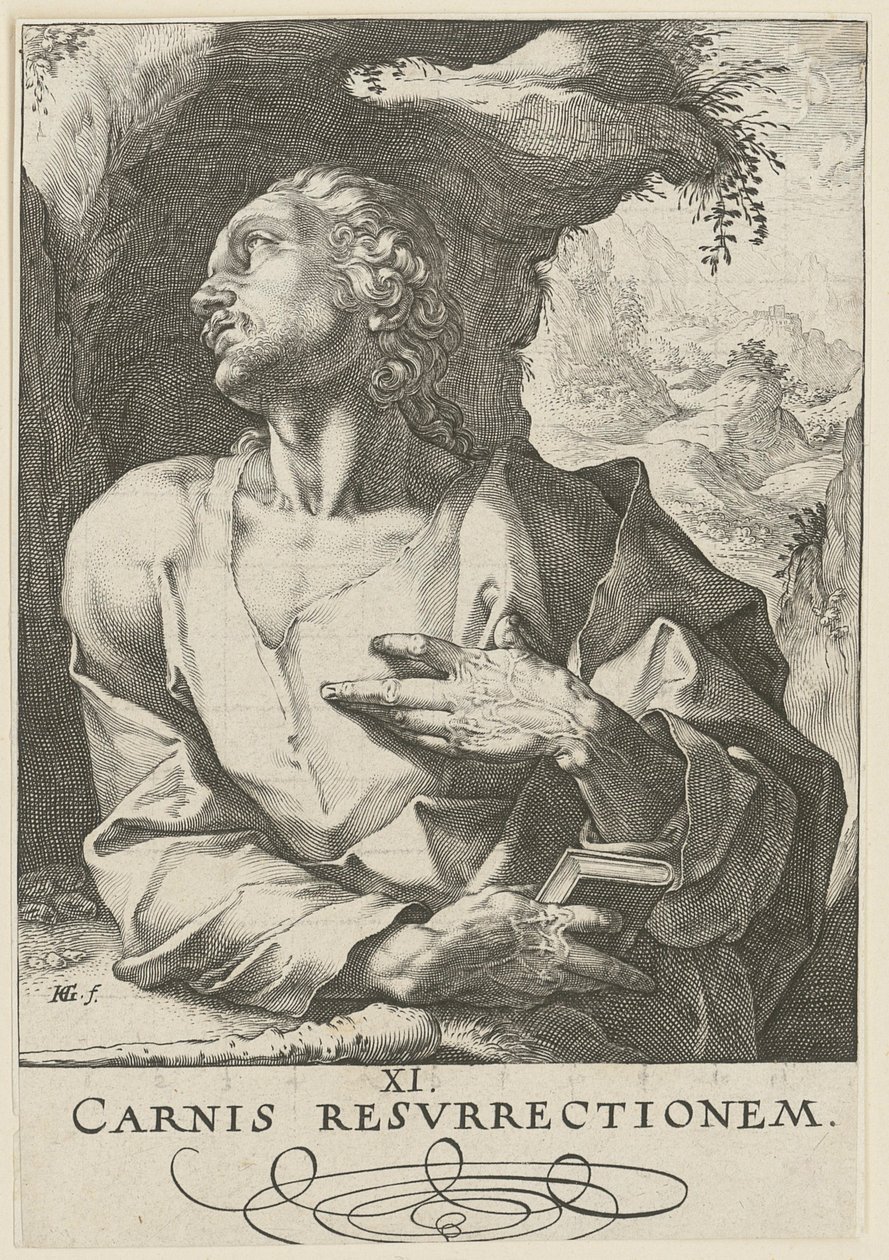 Judas Thaddäus, blad 12 uit de serie „Christus, de twaalf apostelen en Paulus“ door Hendrick Goltzius