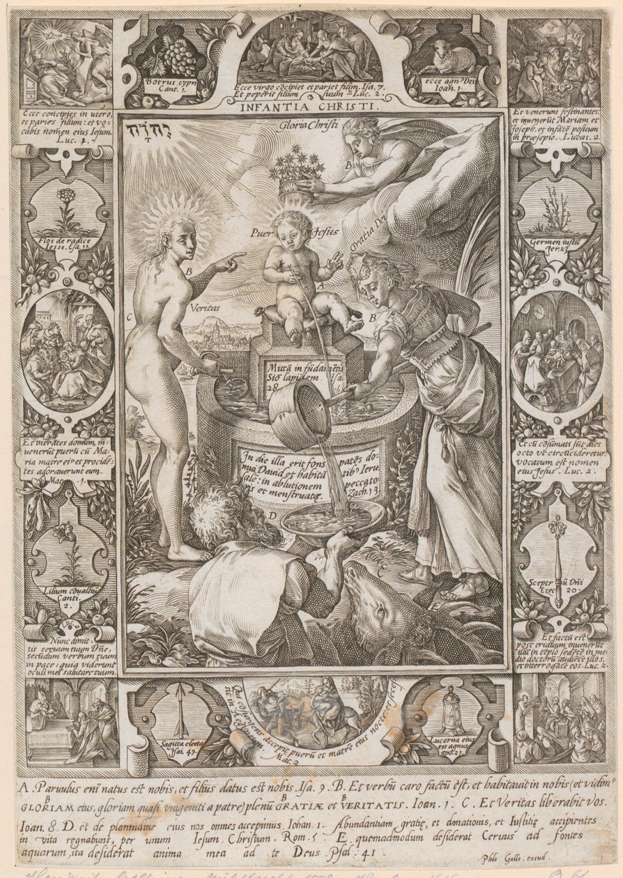 De kindertijd van Christus, blad 3 uit de reeks „Het leven van Christus” door Hendrick Goltzius
