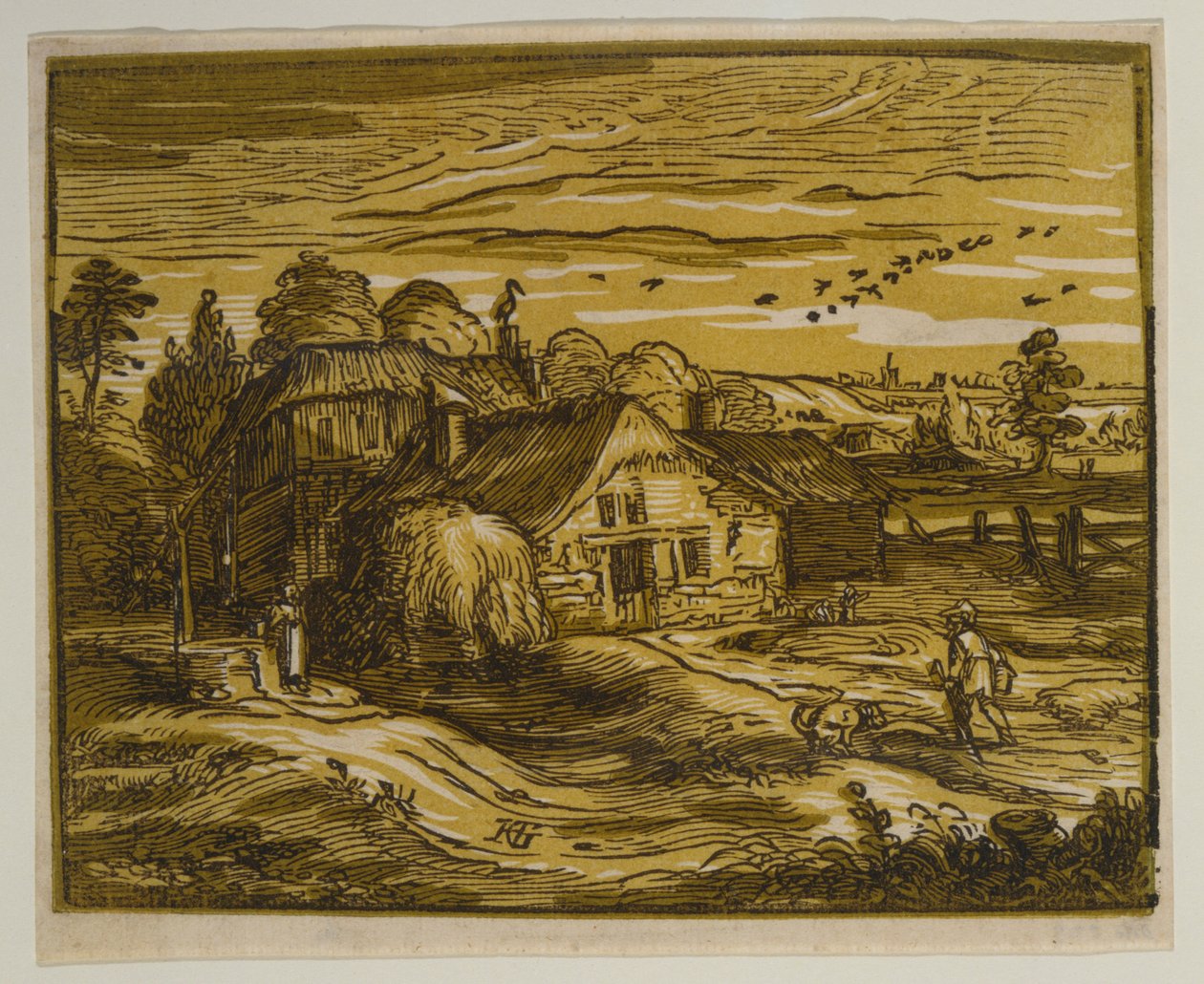 Landschap met een boerderij, uit de serie „De vier kleine landschappen“ door Hendrick Goltzius