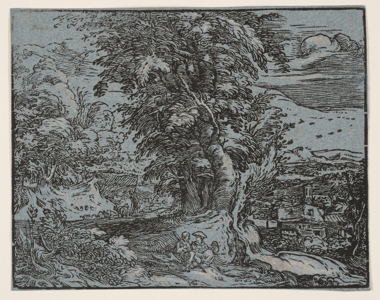 Landschap met een herderspaar door Hendrick Goltzius