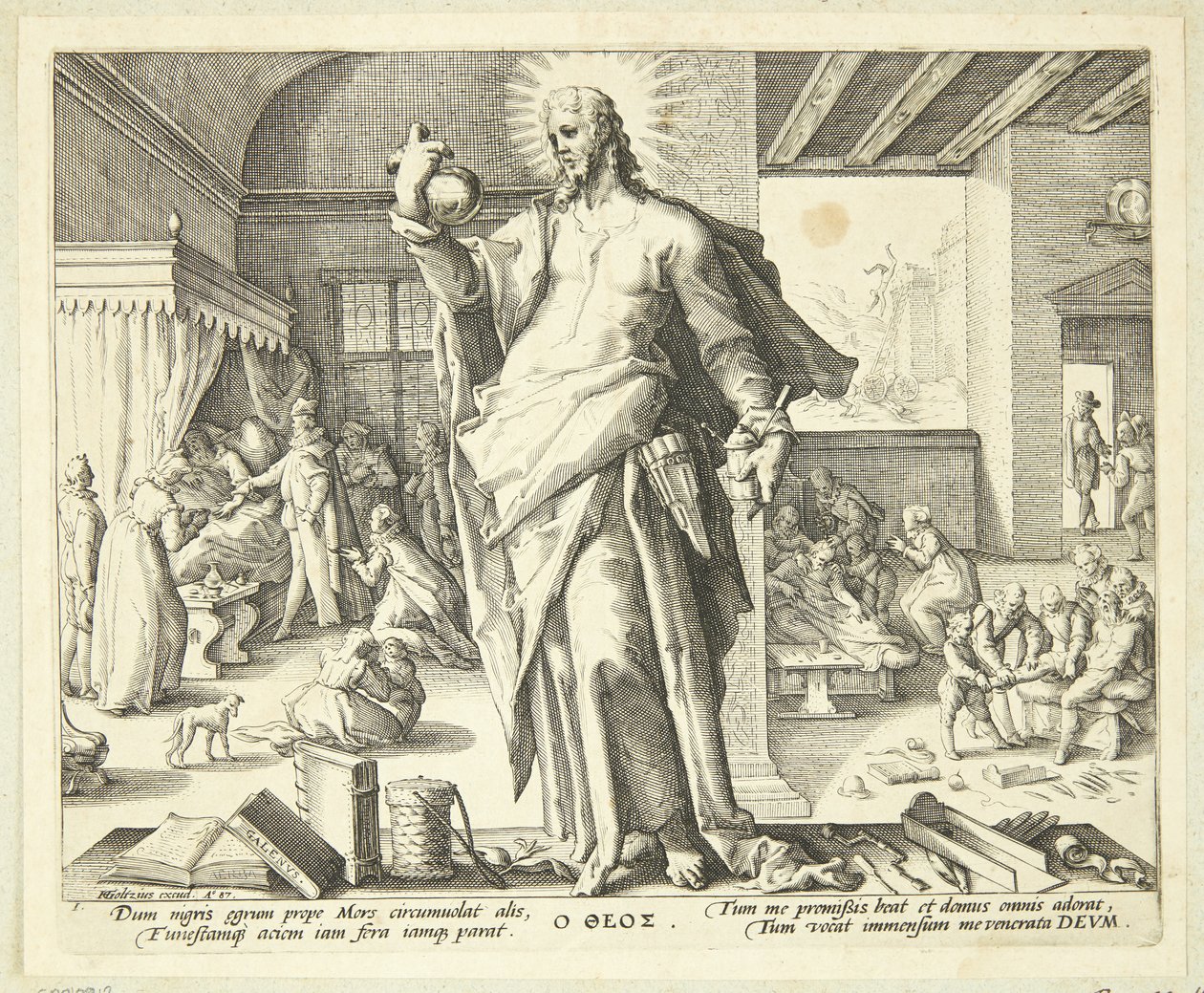 De dokter als god door Hendrick Goltzius