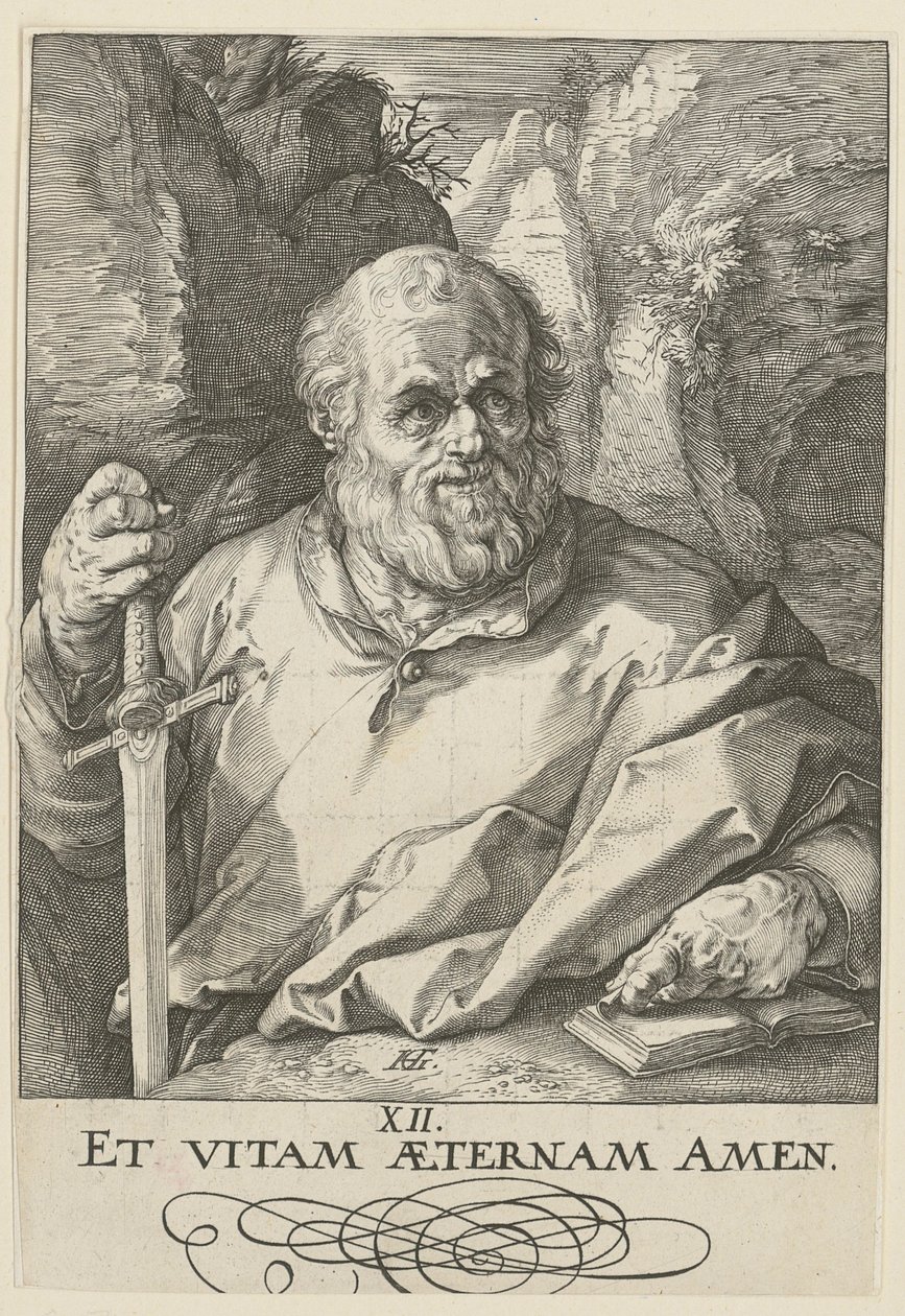 Matthias, blad 13 van de serie „Christus, de twaalf apostelen en Paulus“ door Hendrick Goltzius