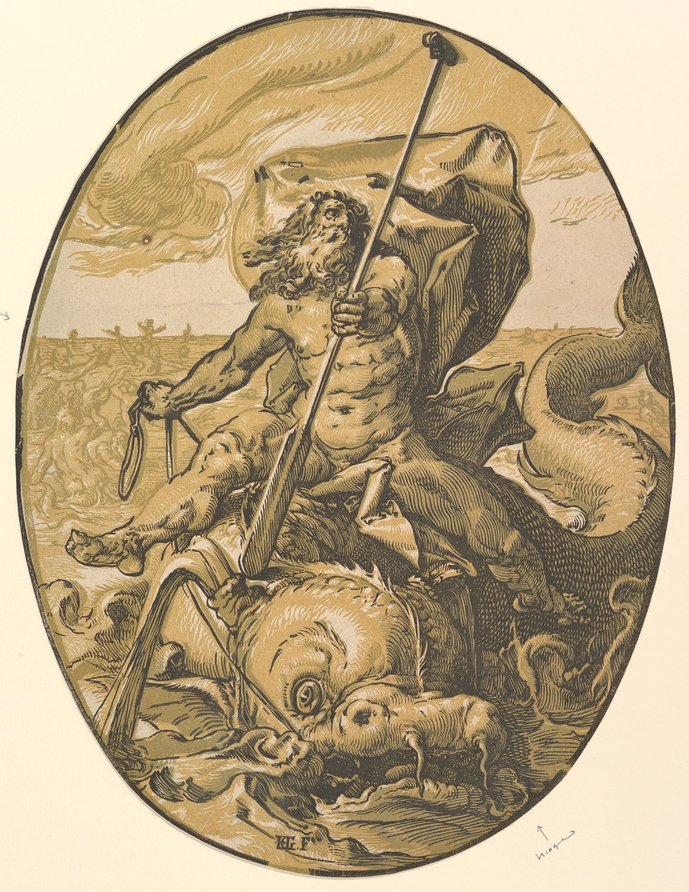 Oceanus door Hendrick Goltzius
