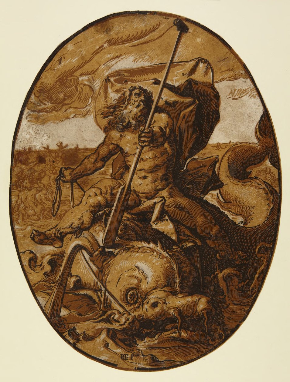 Oceanus door Hendrick Goltzius