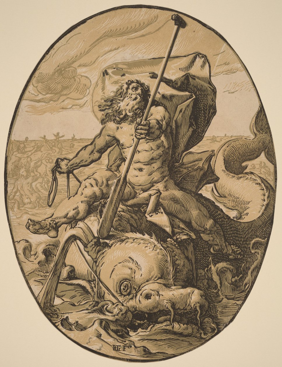 Oceanus door Hendrick Goltzius