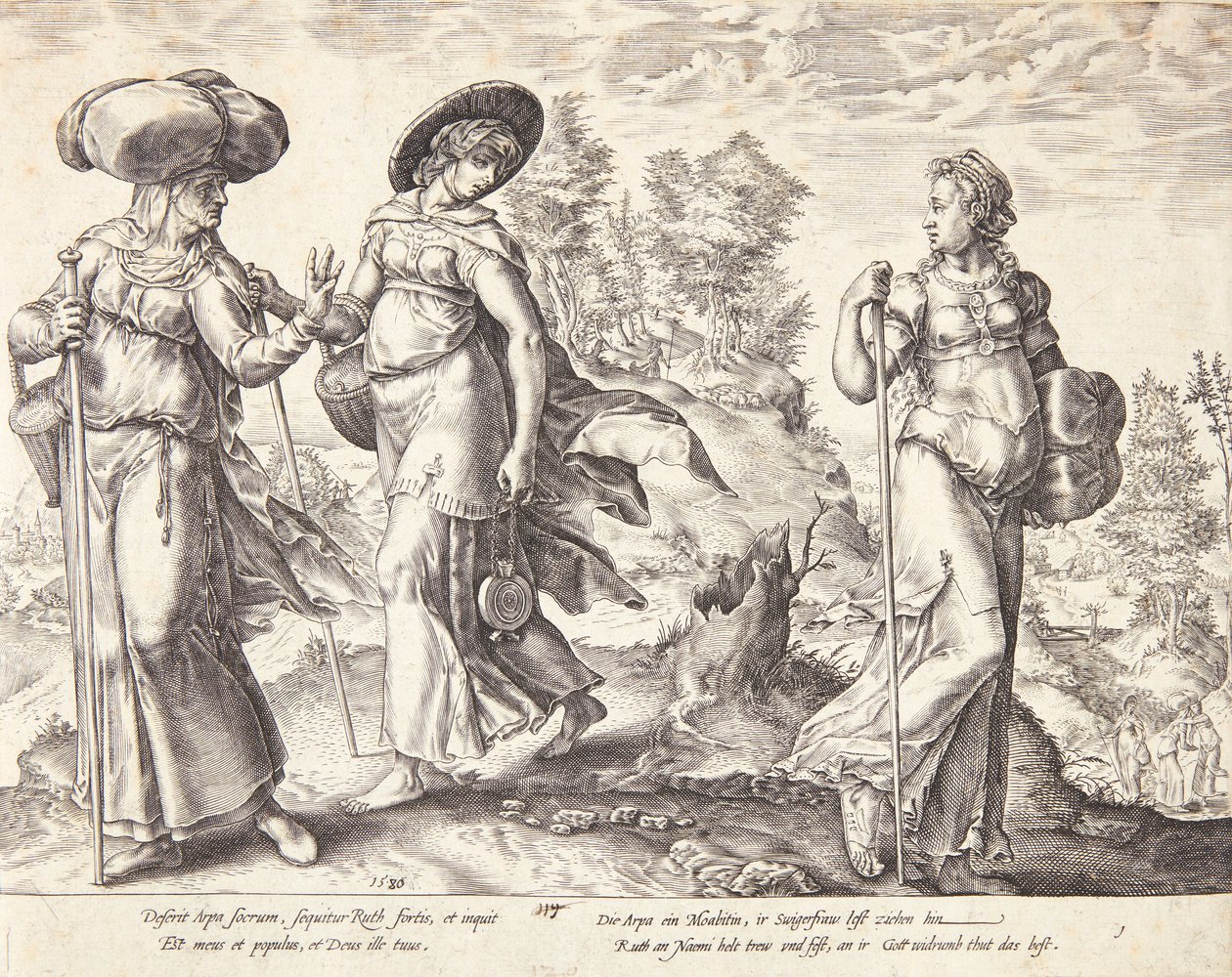 Orpa verlaat Ruth en Naomi door Hendrick Goltzius