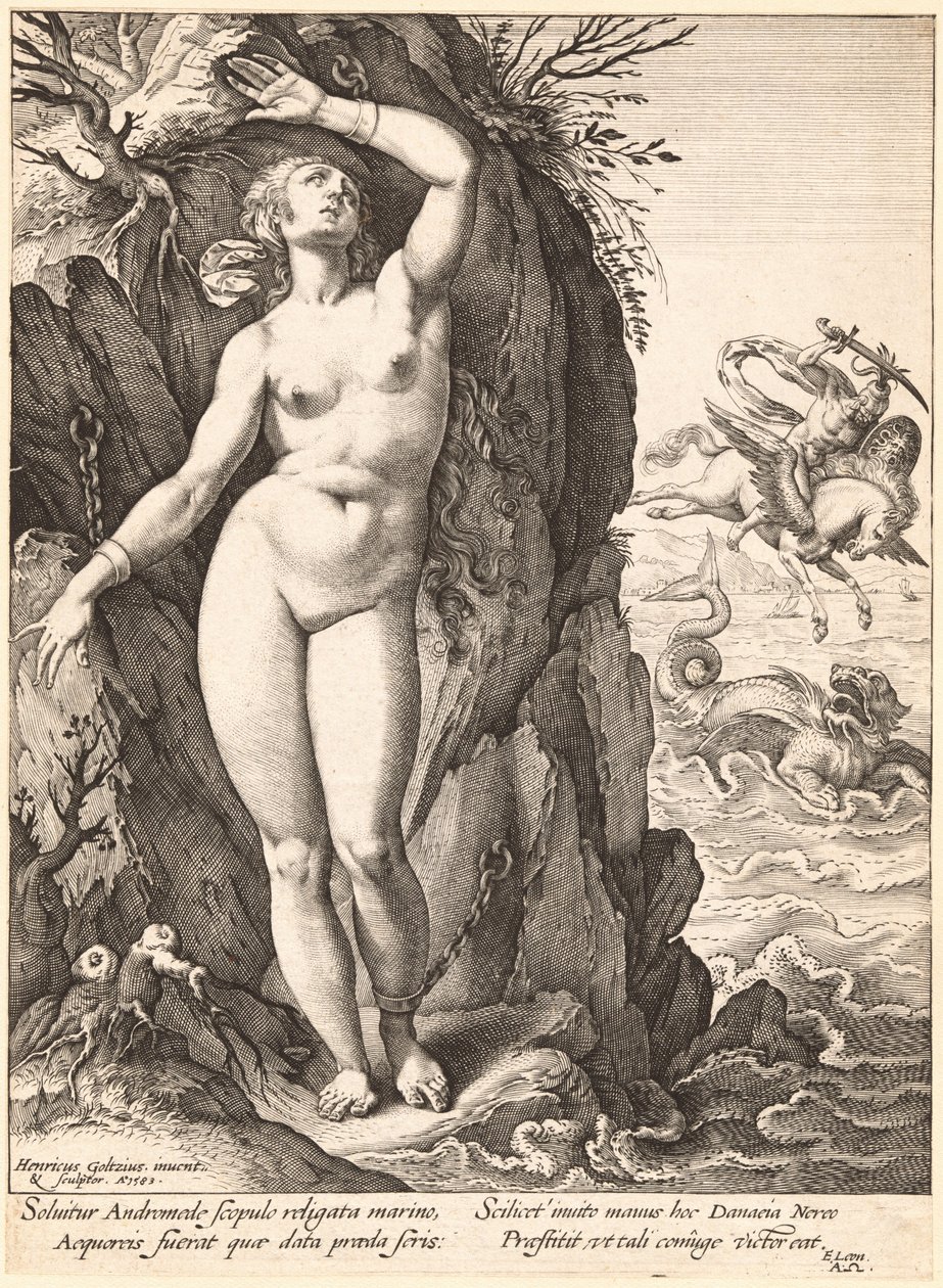 Perseus bevrijdt Andromeda door Hendrick Goltzius