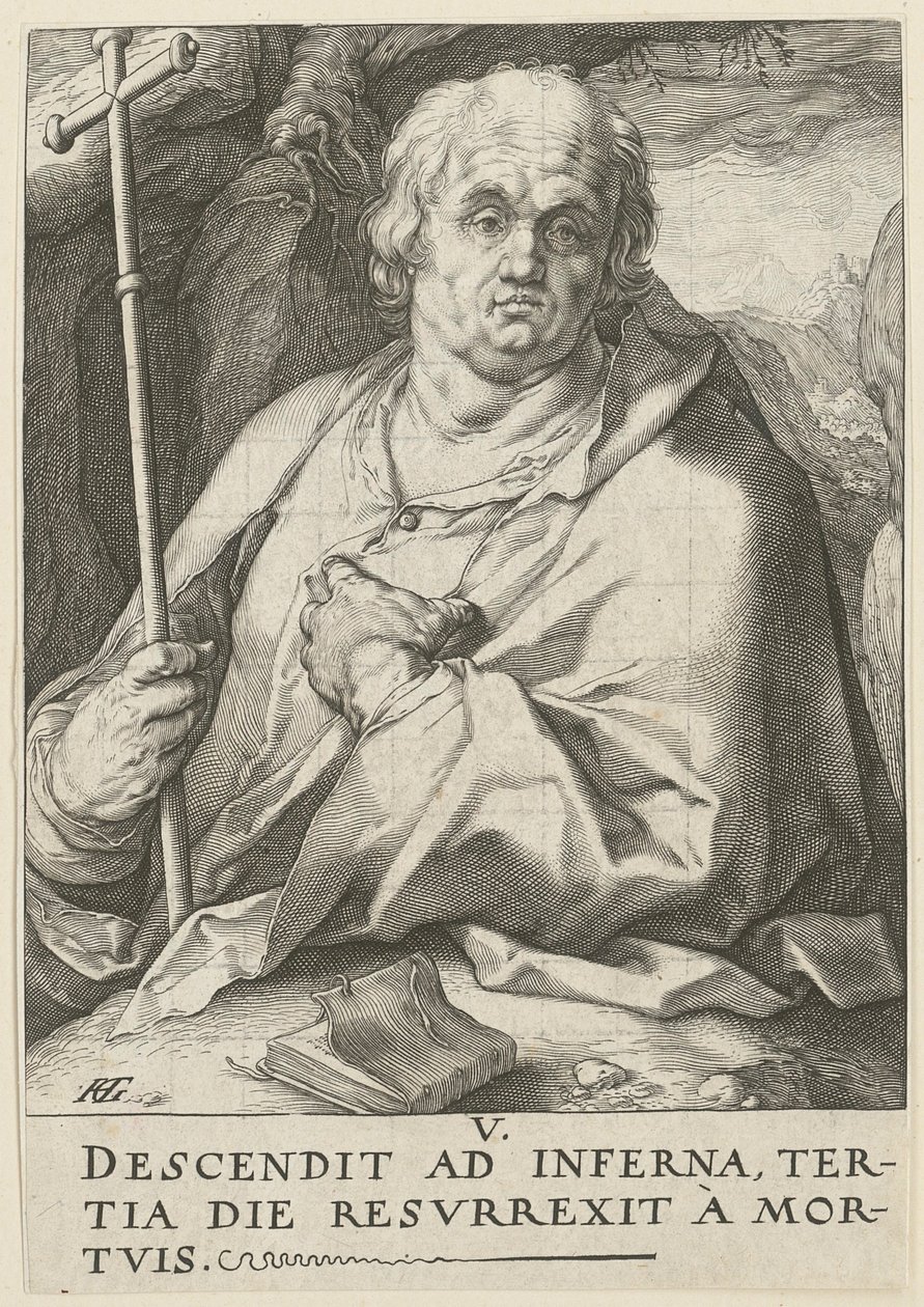 Philippus, blad 5 uit de serie „Christus, de twaalf apostelen en Paulus” door Hendrick Goltzius