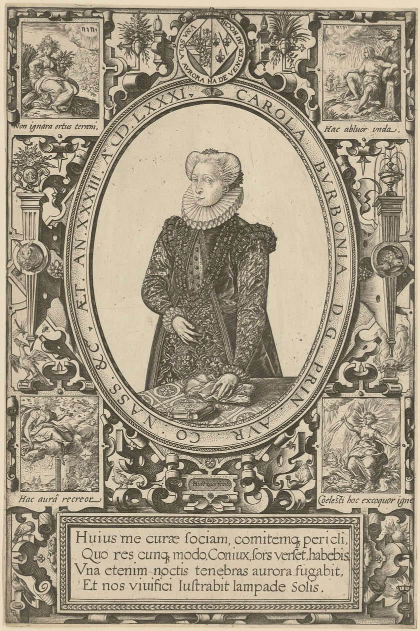 Portret van Charlotte de Bourbon door Hendrick Goltzius