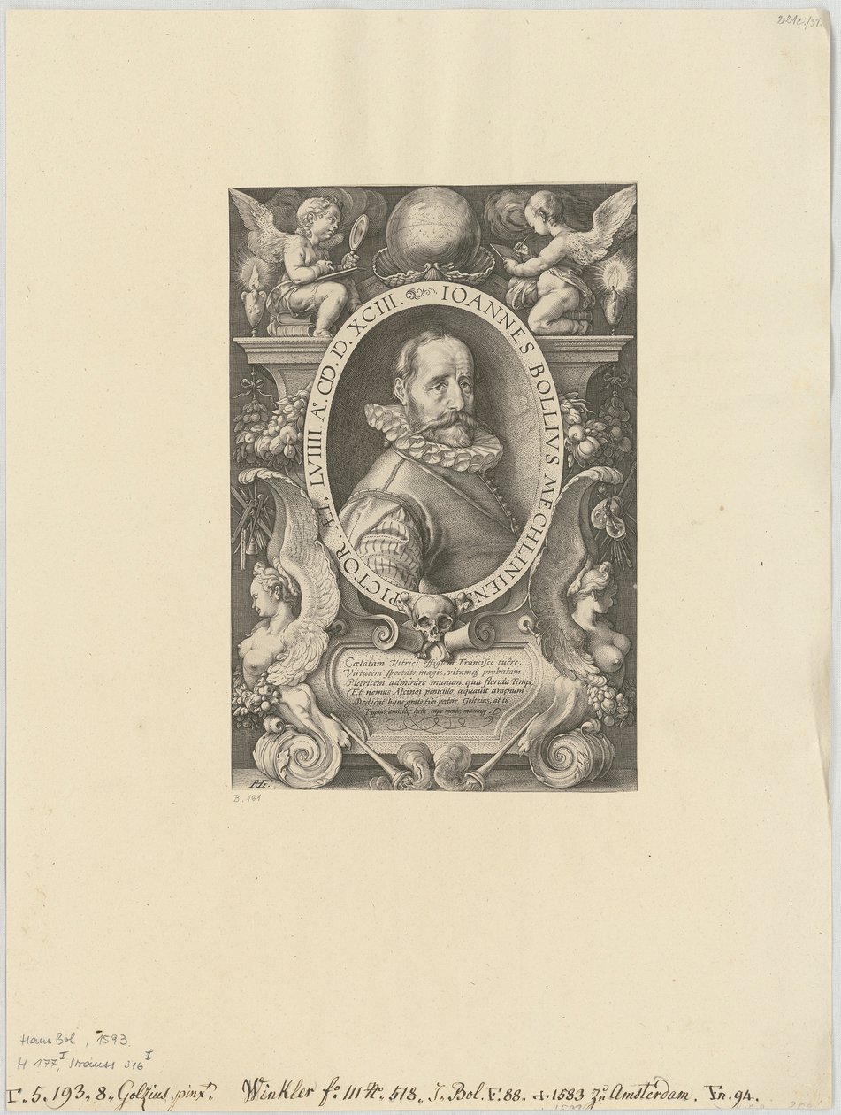 Portret van Hans Bol door Hendrick Goltzius