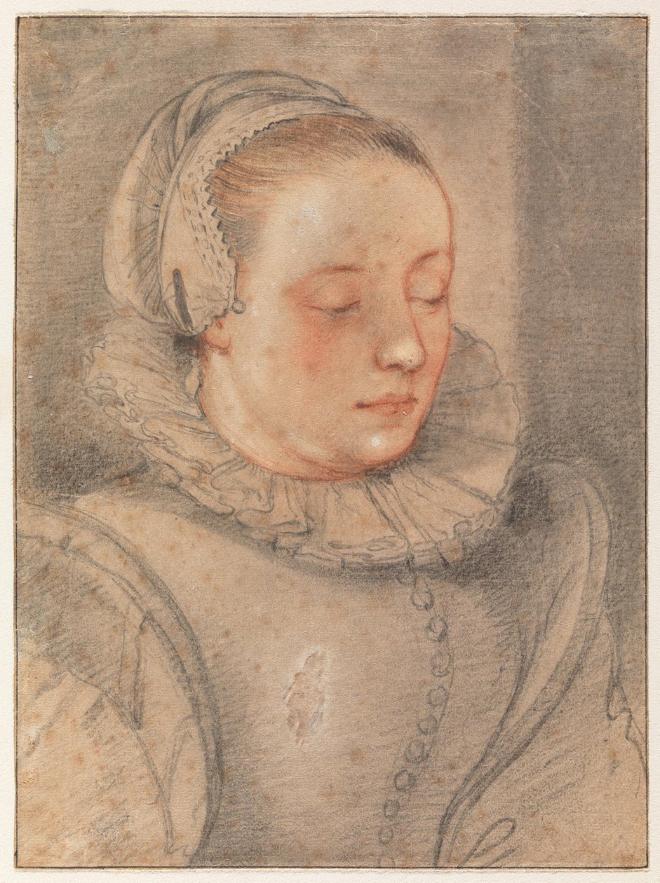 Portret van een jonge vrouw door Hendrick Goltzius