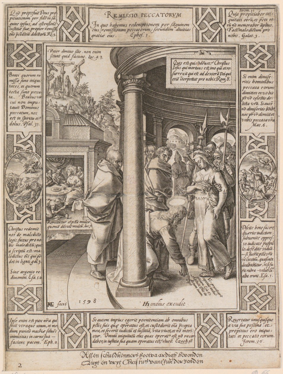 Remissio Peccatorum, blad 2 uit de reeks „Allegorieën van het christelijk geloof” door Hendrick Goltzius