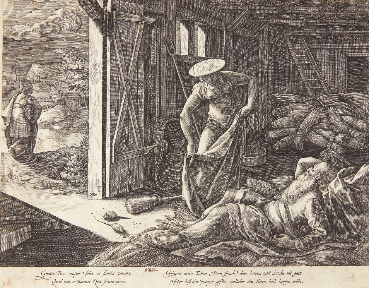 Ruth en Boaz op de dorsvloer door Hendrick Goltzius