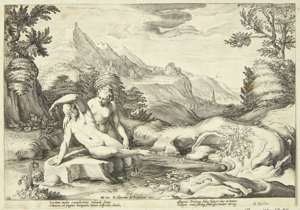 Salmakis en Hermafroditos door Hendrick Goltzius