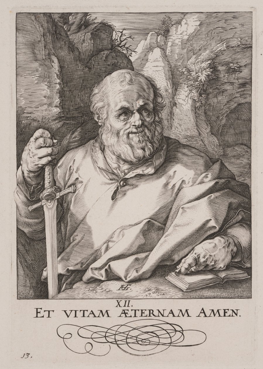 Matthias, van Christus, de Apostelen en Paulus met het Credo door Hendrick Goltzius