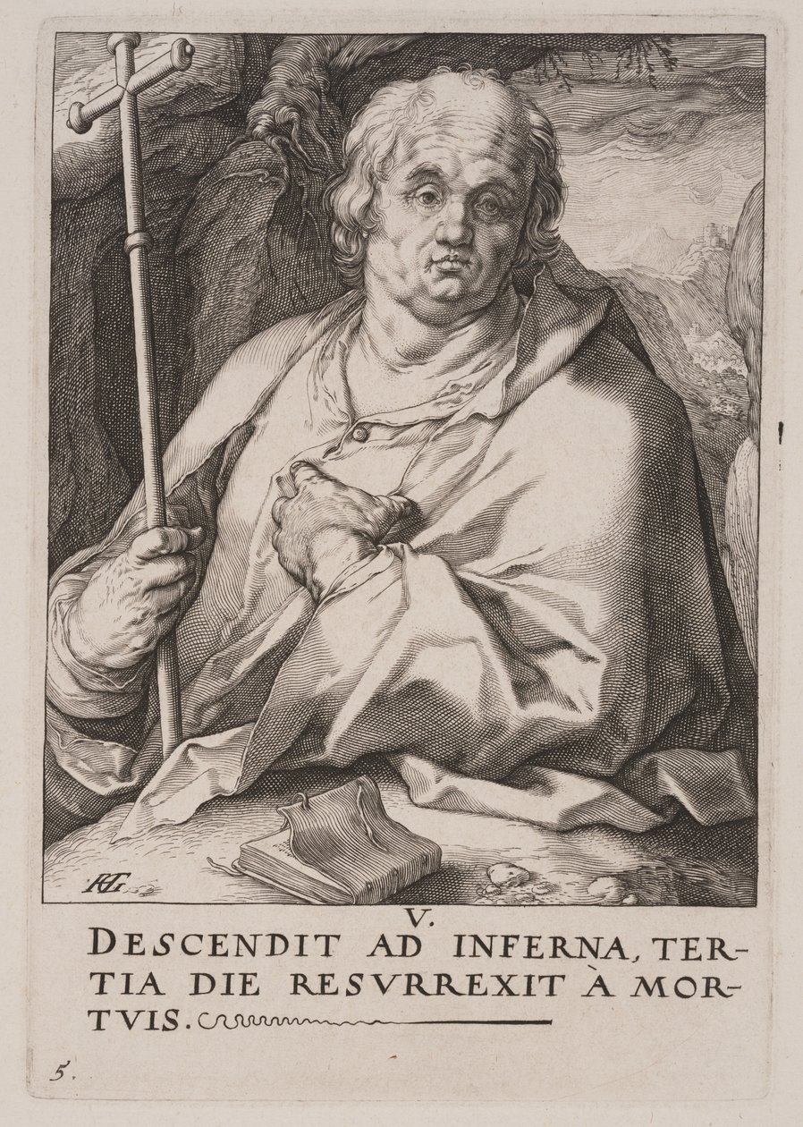 Filippus, van Christus, de apostelen en Paulus met de geloofsbelijdenis door Hendrick Goltzius