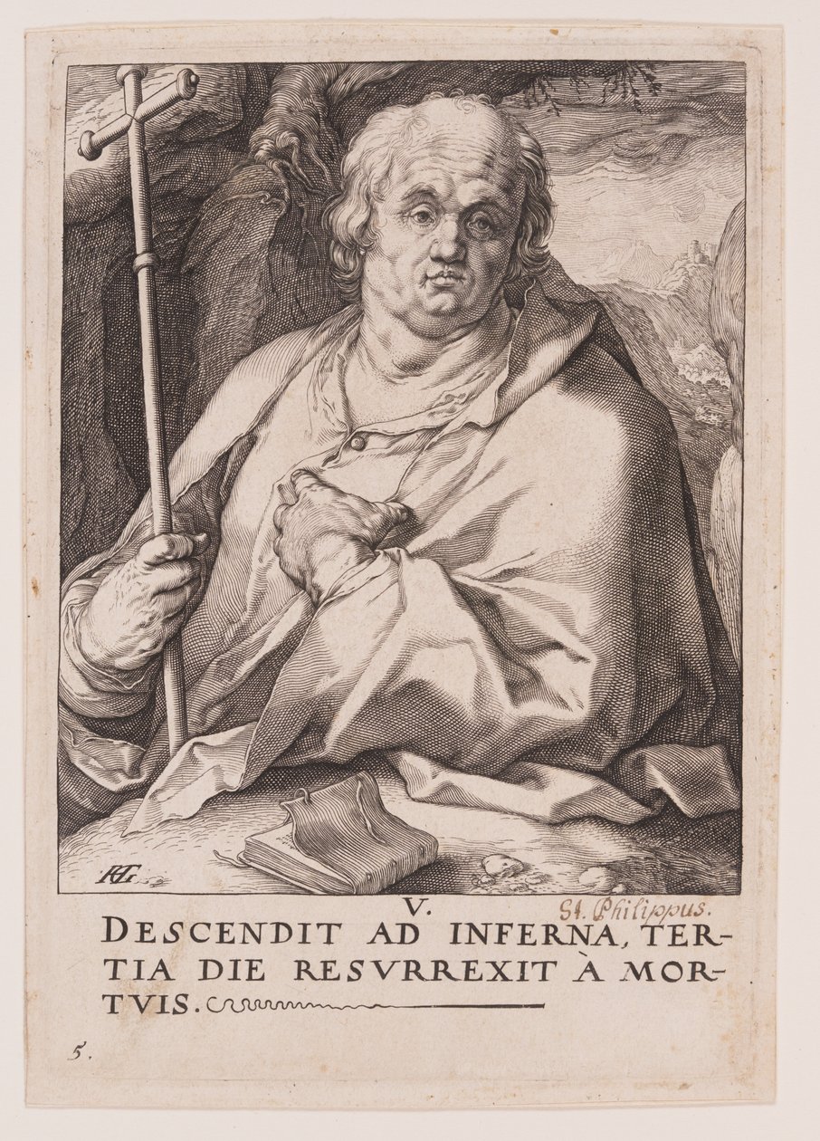 Filippus, van Christus, de apostelen en Paulus met de geloofsbelijdenis door Hendrick Goltzius