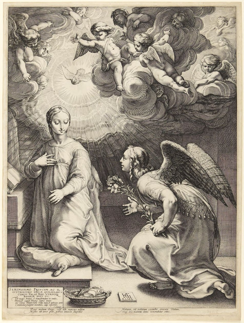 De annunciatie door Hendrick Goltzius
