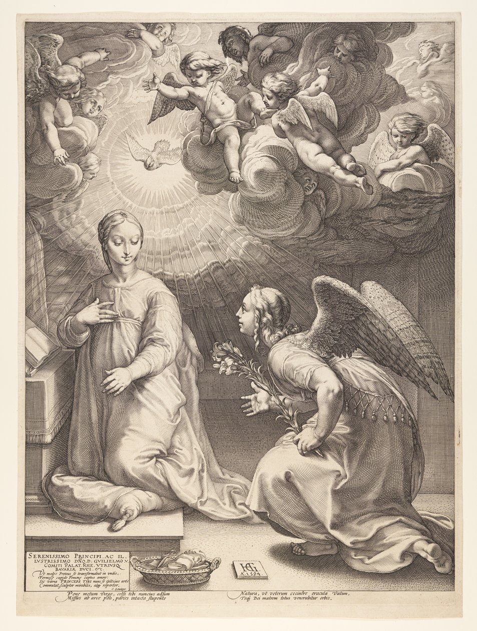 De Aankondiging, uit De geboorte en het vroege leven van Christus door Hendrick Goltzius