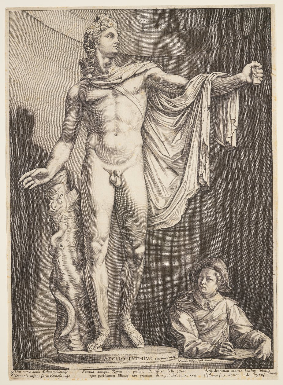 De Apollo van Belvedere, van drie beroemde antieke beelden in Rome door Hendrick Goltzius