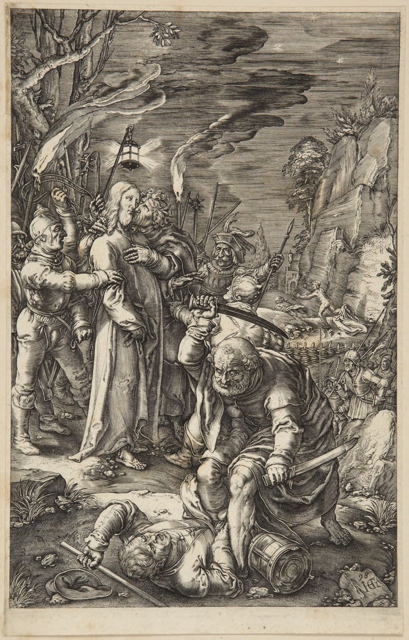 Het verraad aan Christus door Hendrick Goltzius
