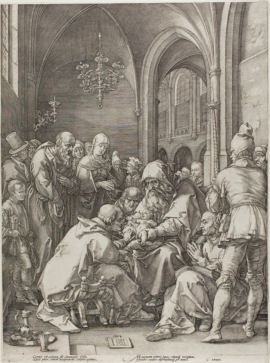 De Besnijdenis, plaat vier uit De Geboorte en Vroege Leven van Christus door Hendrick Goltzius