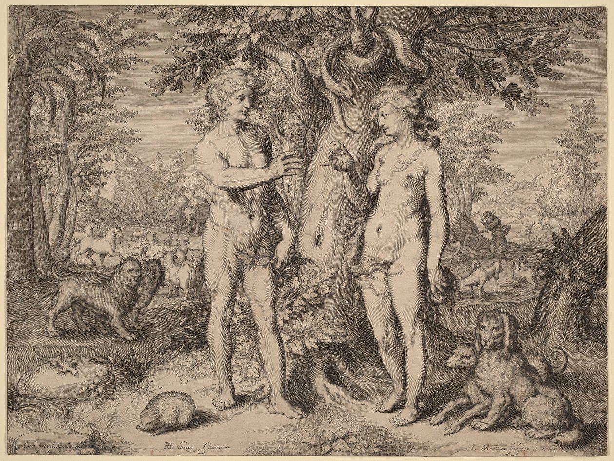 De zondeval door Hendrick Goltzius