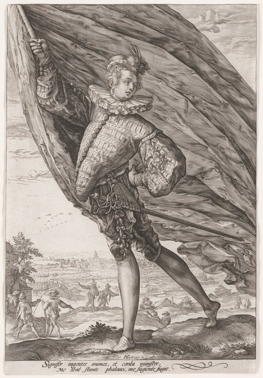 De grote vaandeldrager door Hendrick Goltzius