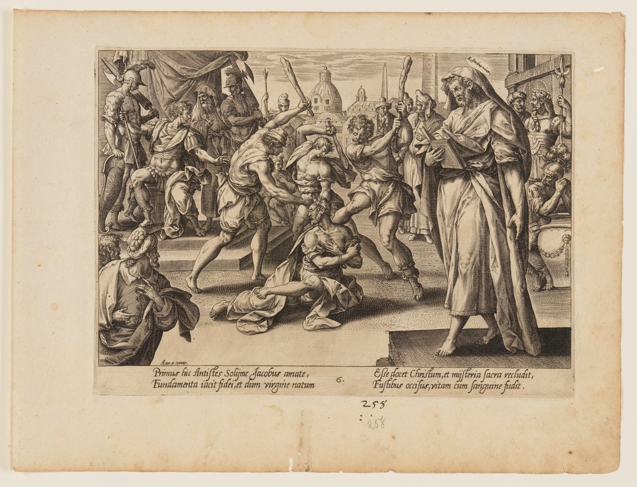 Het martelaarschap van Jakobus de Meerdere, uit Het martelaarschap van Christus en de apostelen door Hendrick Goltzius