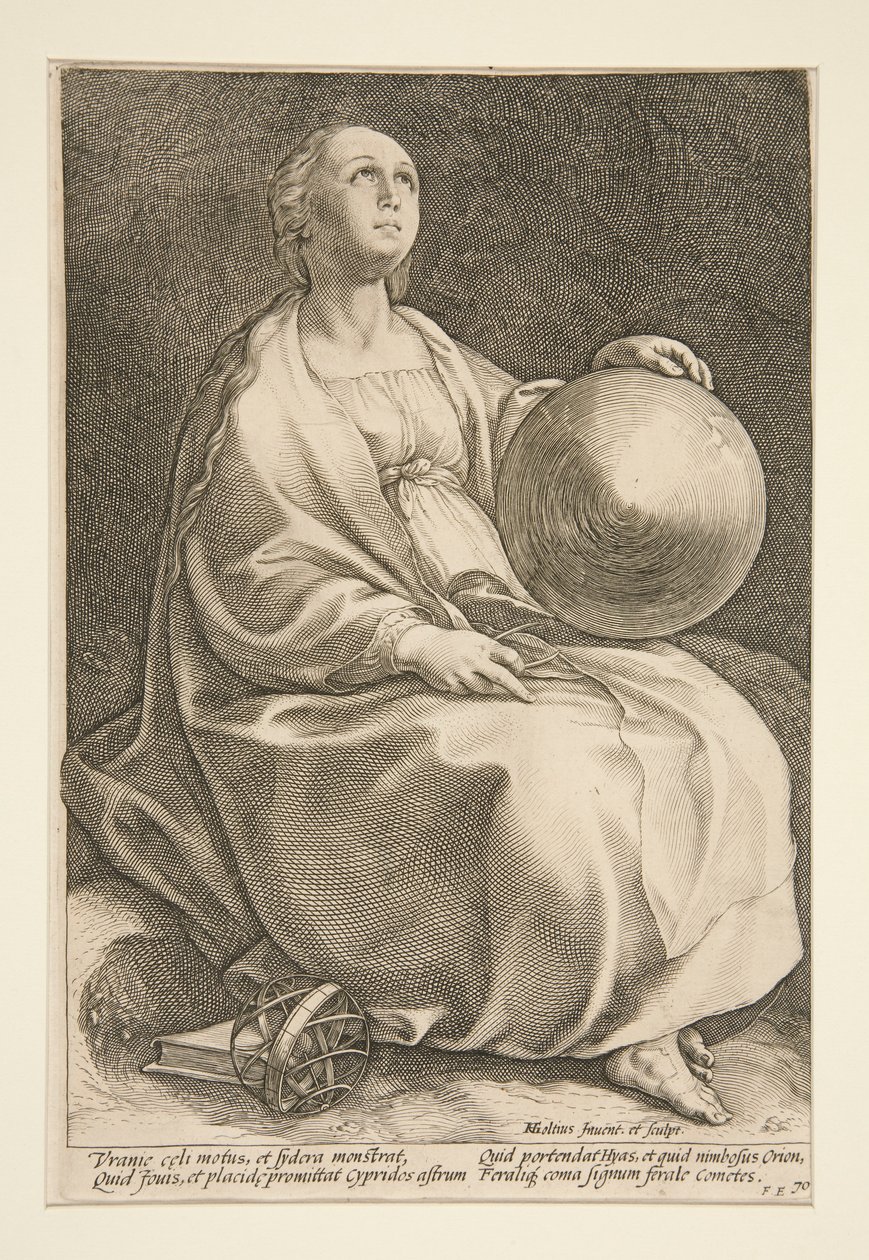 De Negen Muzen: Urania, #9 in een serie van 9 door Hendrick Goltzius