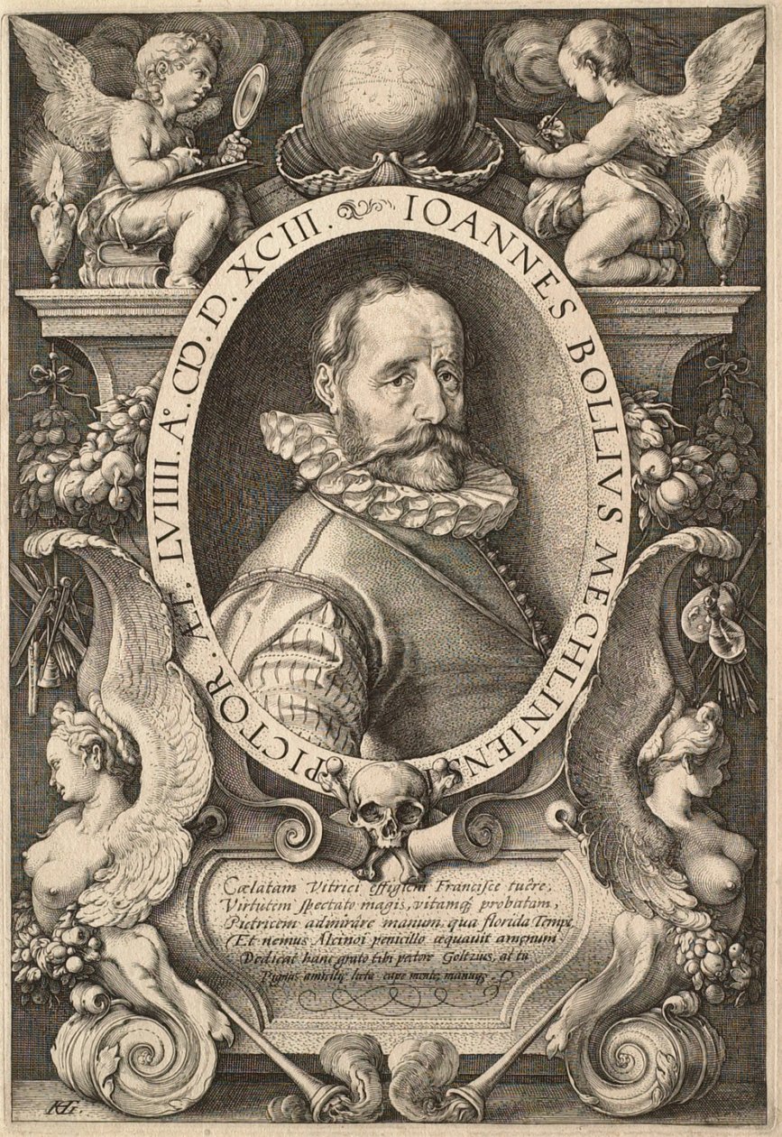 De schilder Hans Bol (1534-1593) door Hendrick Goltzius