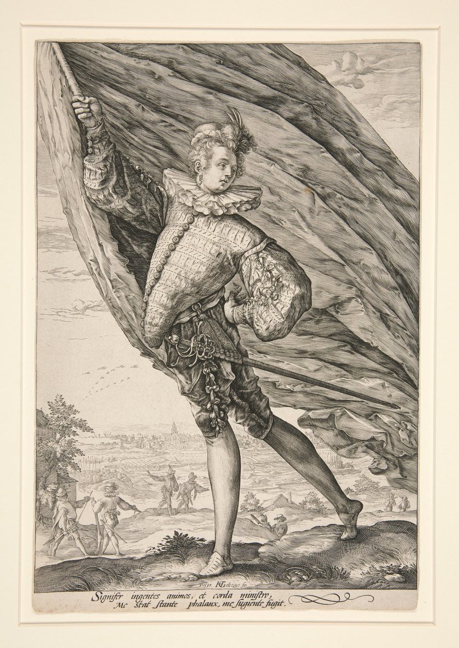 De vaandeldrager, naar links gedraaid door Hendrick Goltzius