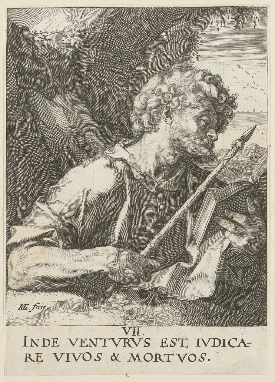 Thomas, blad 8 uit de serie "Christus, de twaalf apostelen en Paulus" door Hendrick Goltzius
