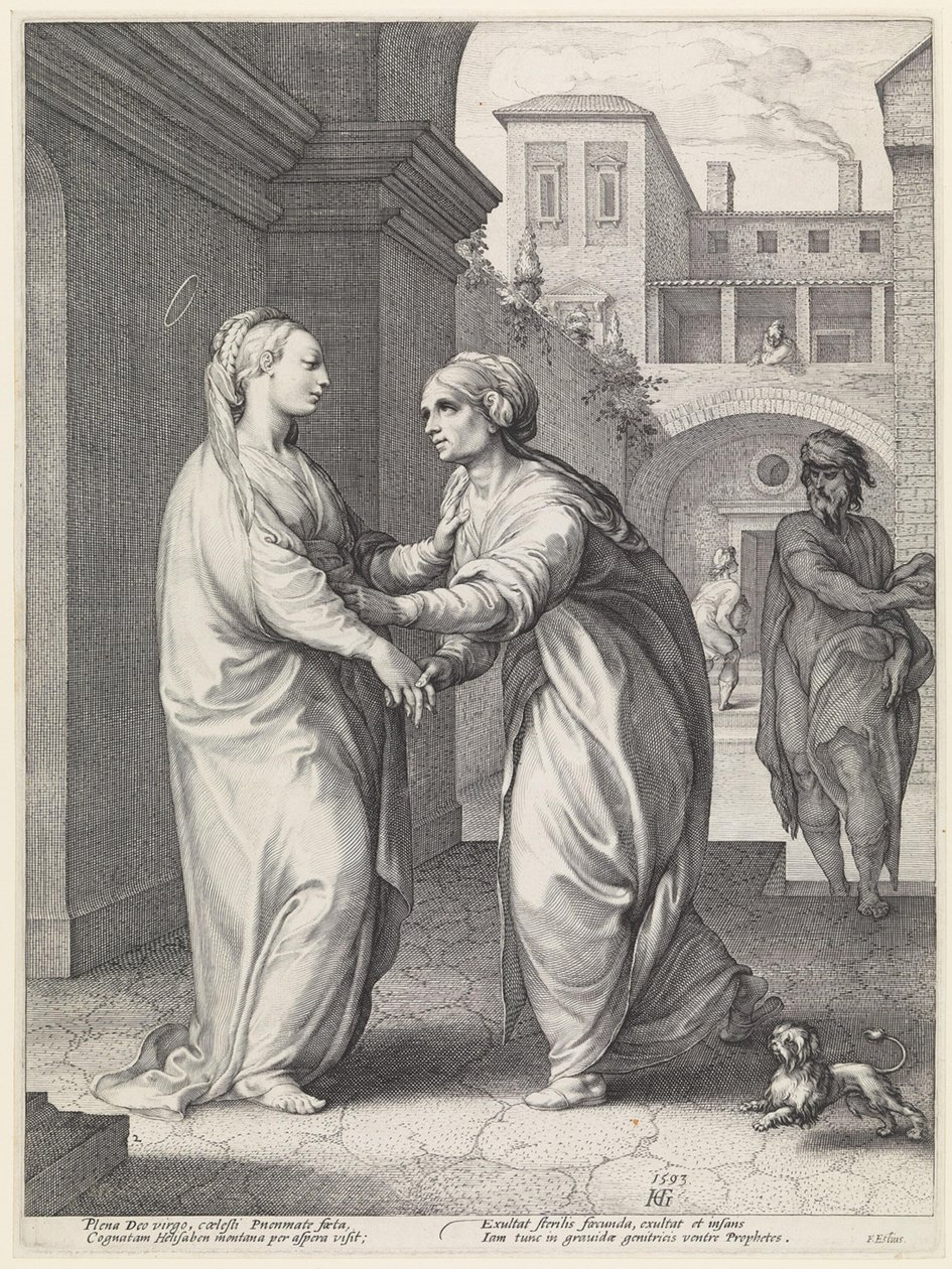 Visitatie, Maria en haar nicht Elisabet door Hendrick Goltzius