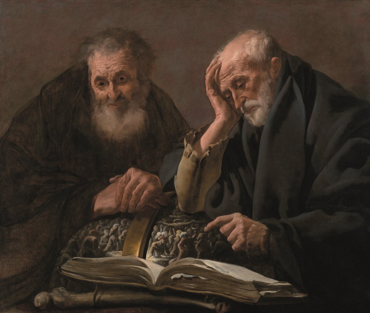 Democritus en Heraclitus, c. 1619-20 door Hendrick Jansz Terbrugghen