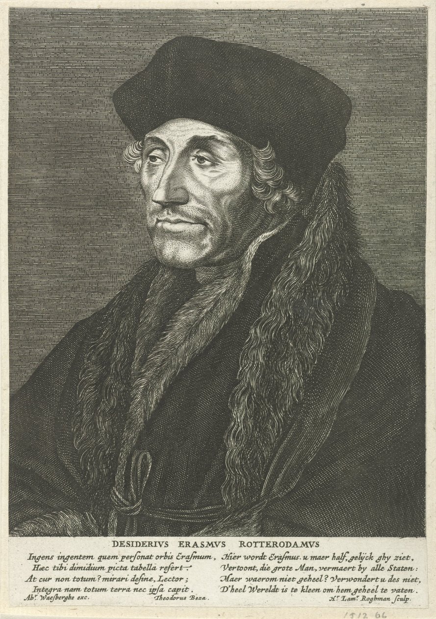 Portret van Desiderius Erasmus door Hendrick Lambertsz. Roghman