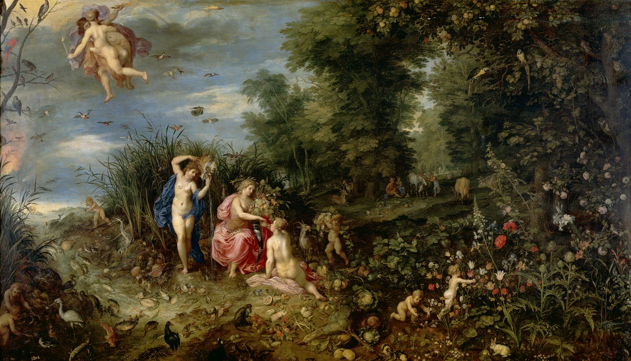 Overvloed en de vier elementen, ca. 1615 door Hendrick van and Brueghel Jan (1568 1625) Balen