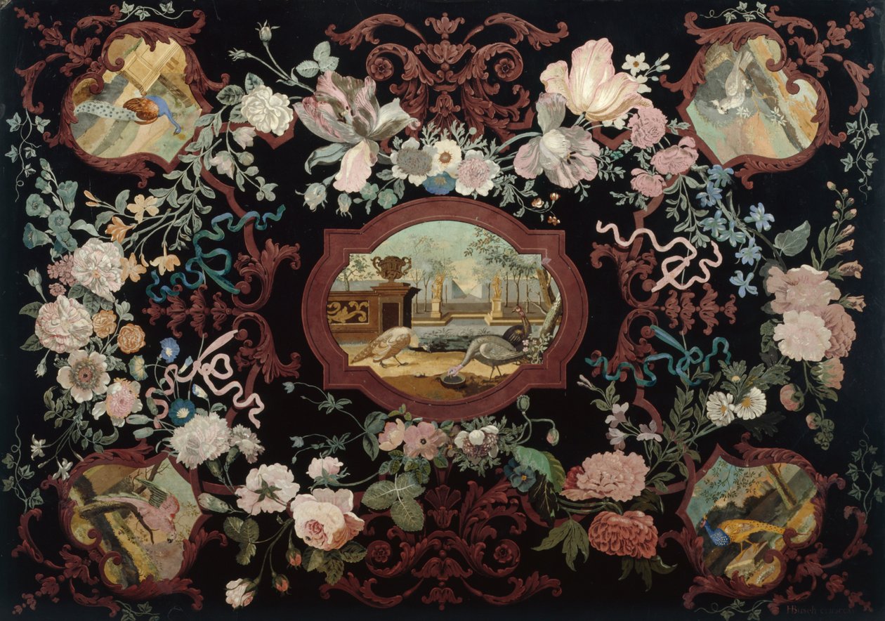 Scagolia tafelblad, 1715 door Hendrik Busch