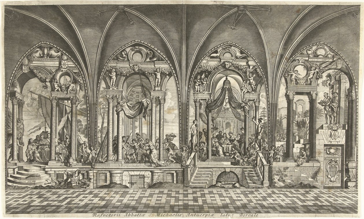 Schilderijen in de refter van de Sint-Michielsabdij, Antwerpen door Hendrik Causé