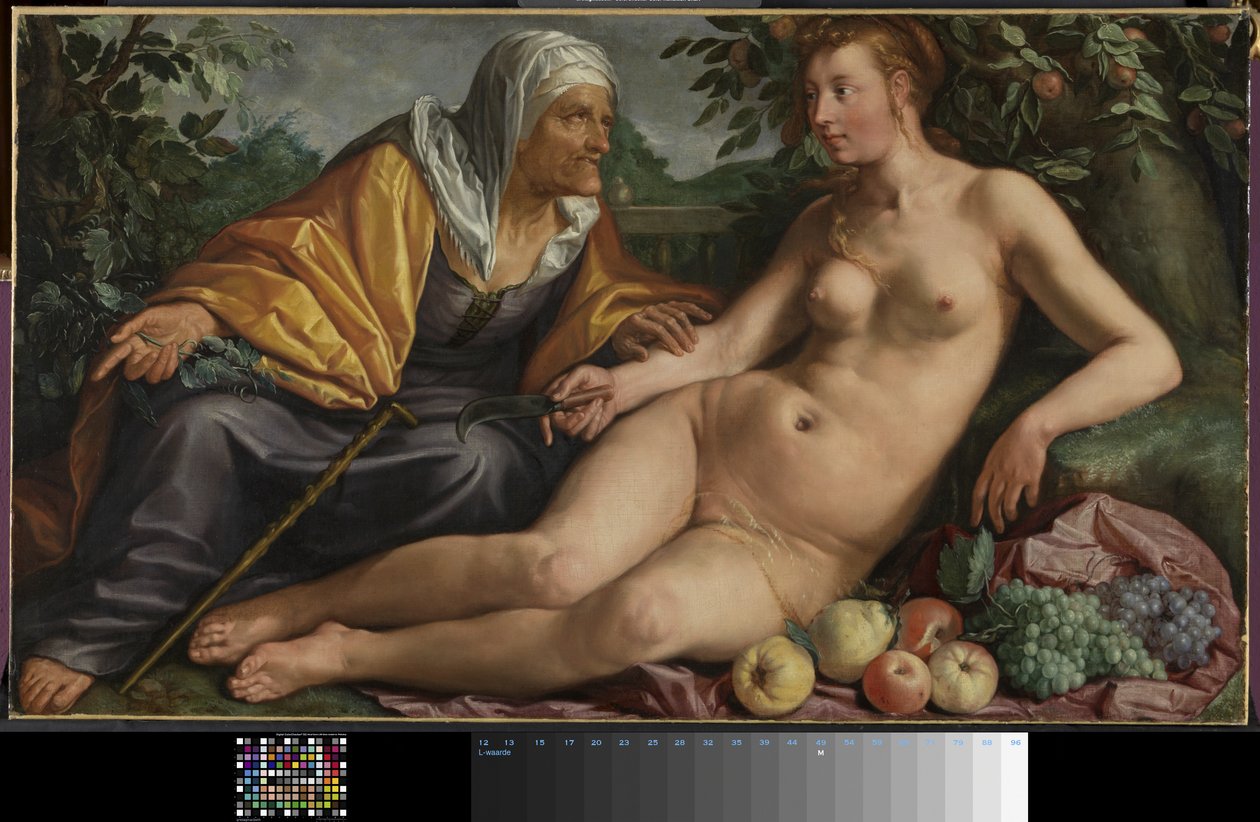 Vertumnus en Pomona door Hendrik Goltzius