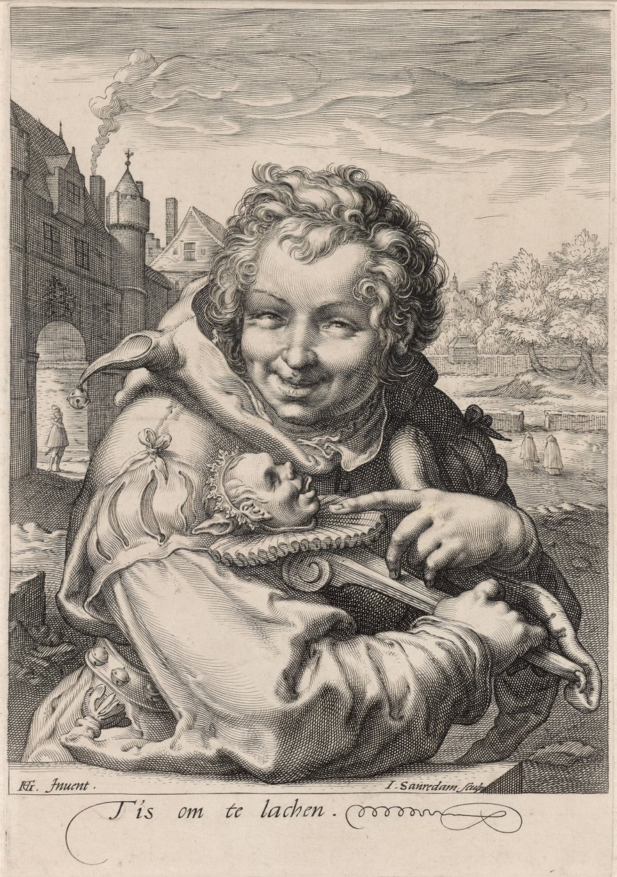 De dwaas, gegraveerd door I. Sauredam door Hendrik (after) Goltzius