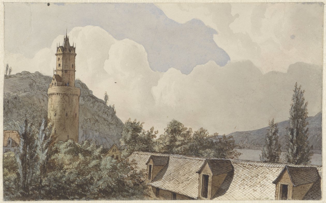 Gezicht over Andernach en de Rijn door Hendrik Abraham Klinkhamer