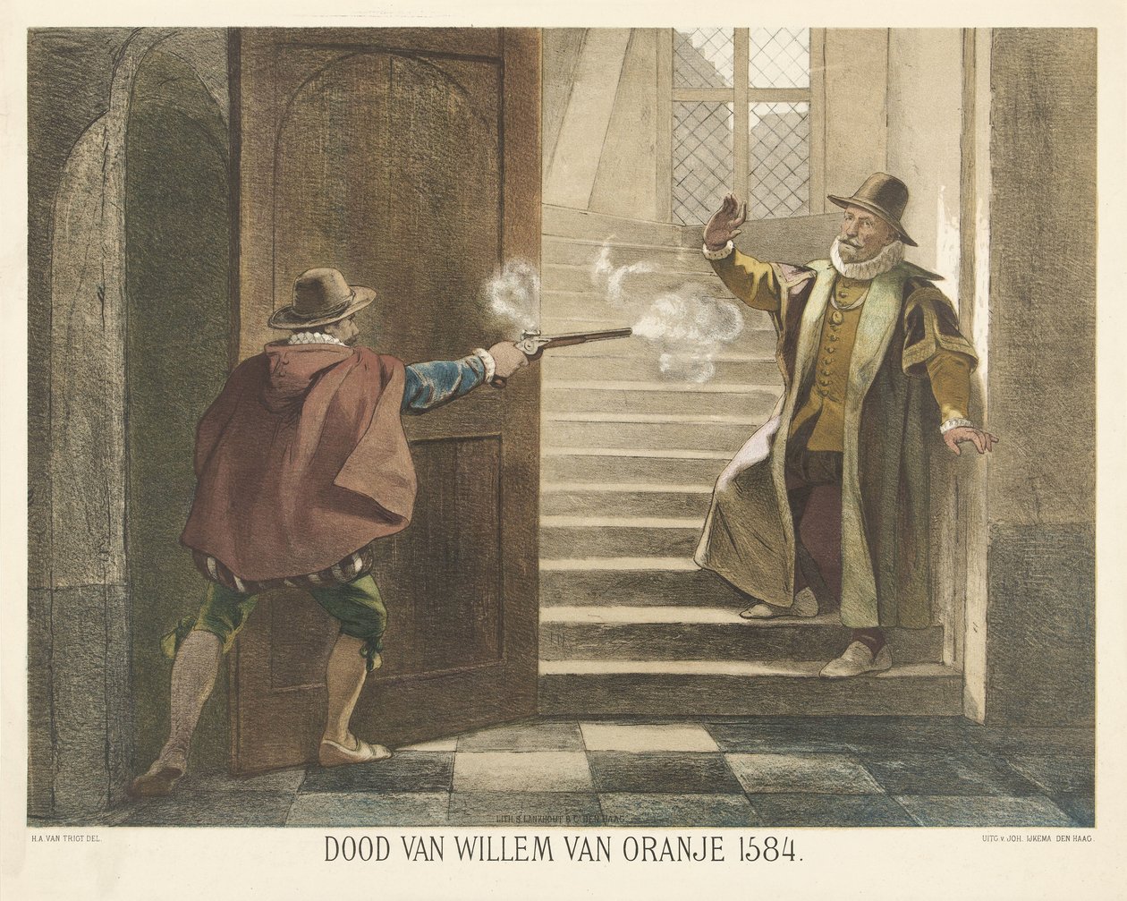 Moord op Willem van Oranje, 1584 door Hendrik Albert van Trigt