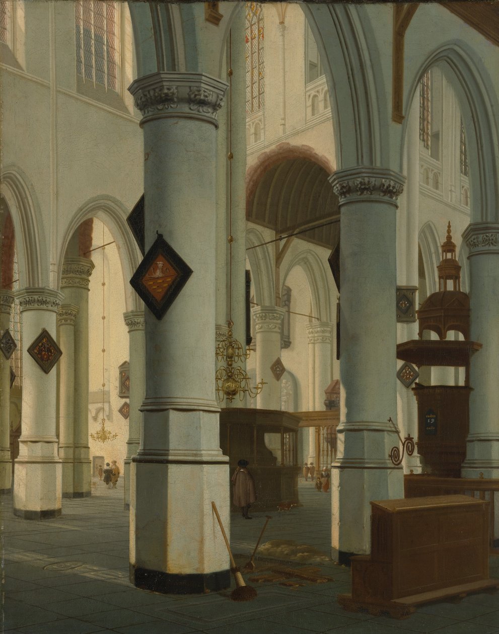 Interieur van de Oude Kerk, Delft door Hendrik Cornelisz. van Vliet