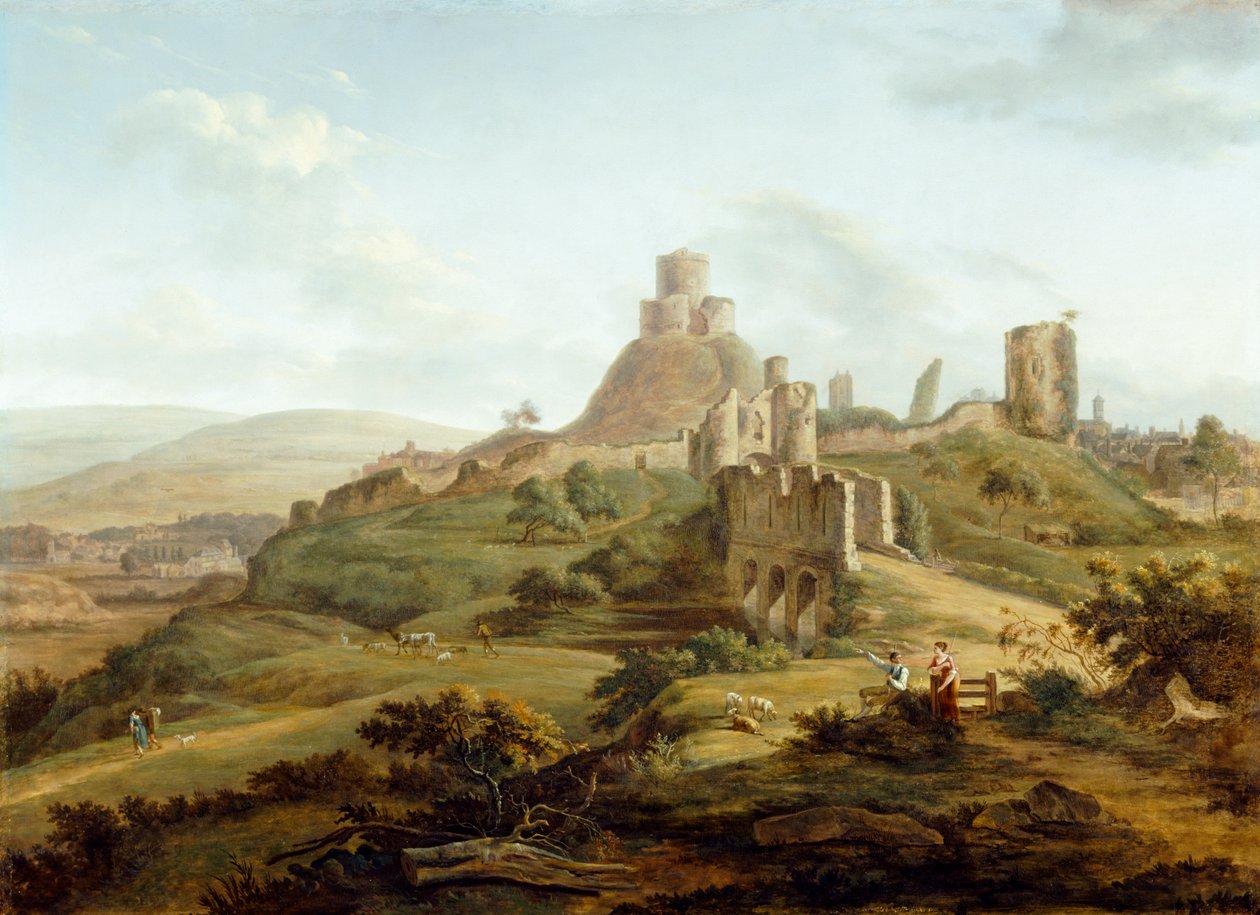 Uitzicht op Launceston Castle vanuit het zuiden door Hendrik Frans de Cort