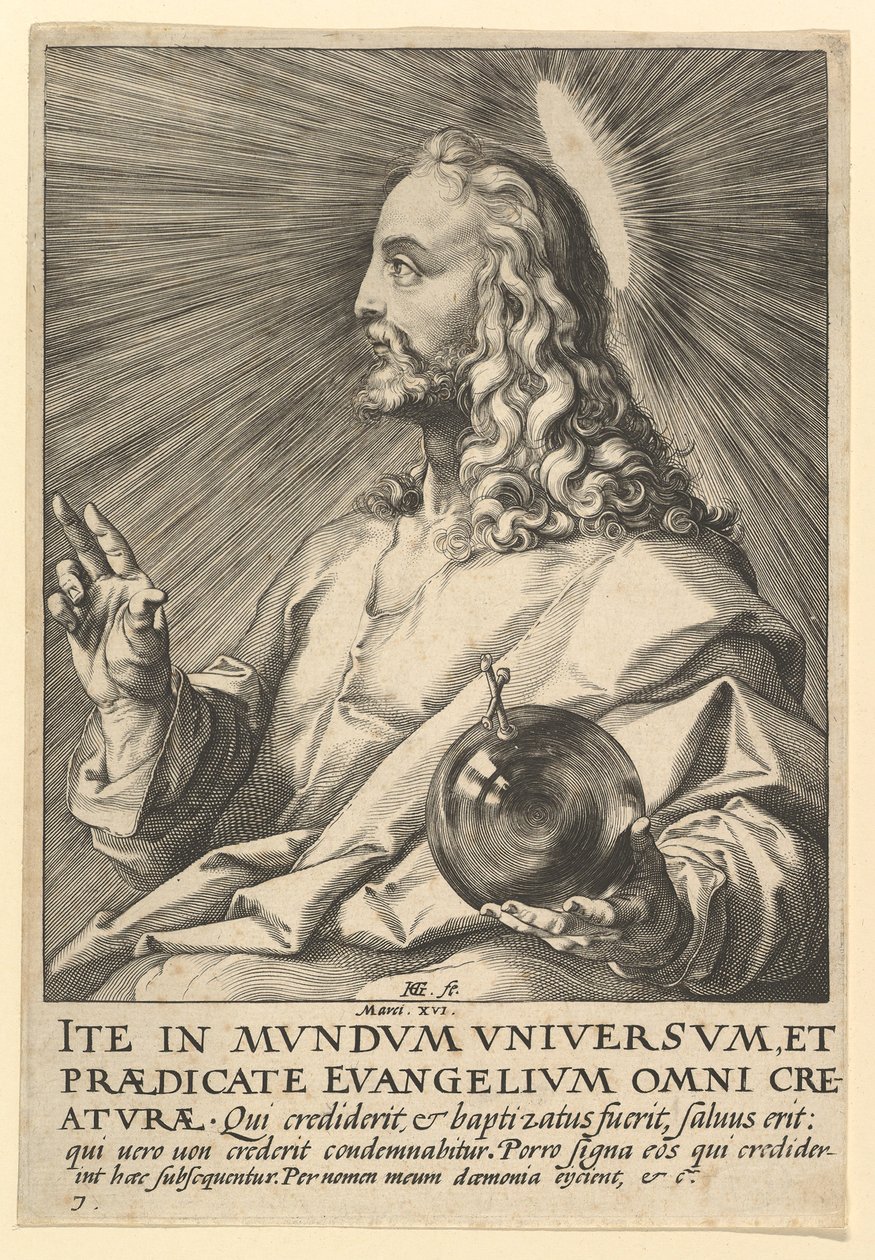 Christus, uit Christus, de Apostelen en St. Paulus met de Geloofsbelijdenis, ca. 1589 door Hendrik Goltzius