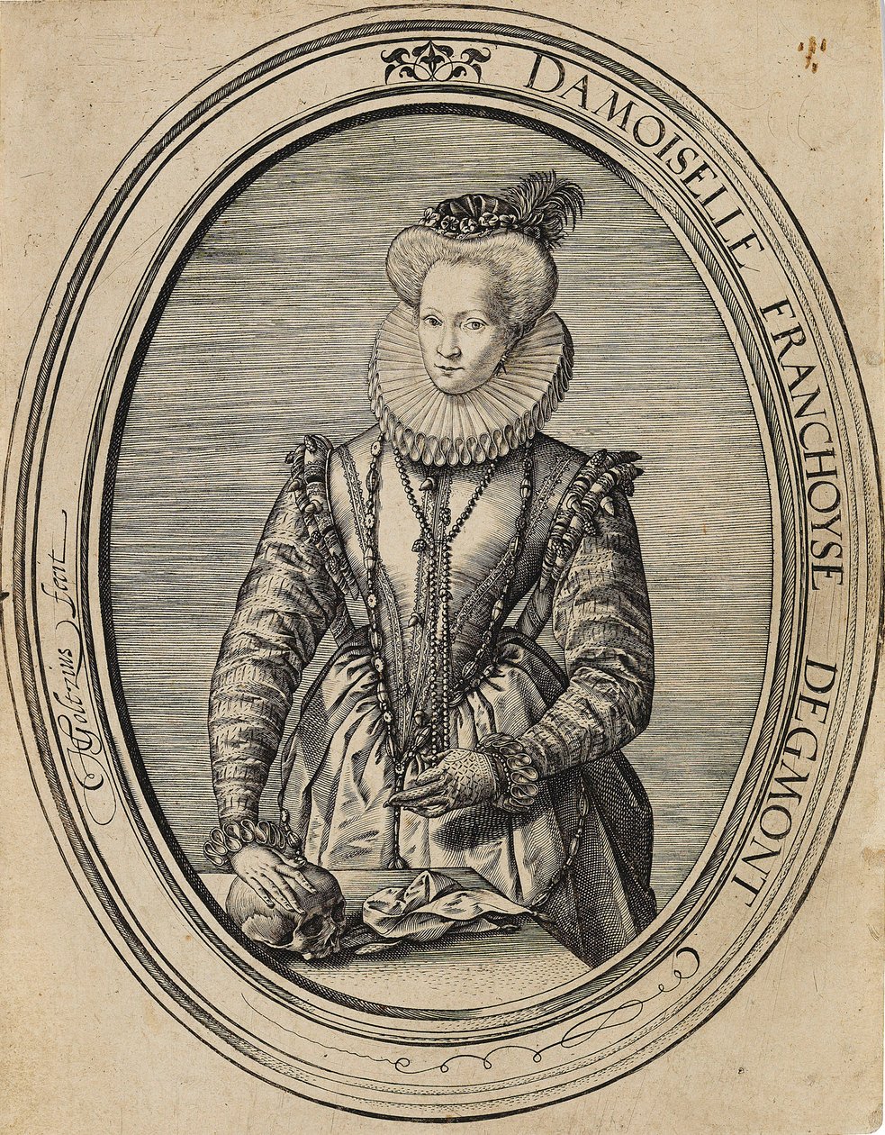 Françoise van Luxemburg, gravin van Gavre, Dame de Fiennes 1495-1557, 1580 door Hendrik Goltzius