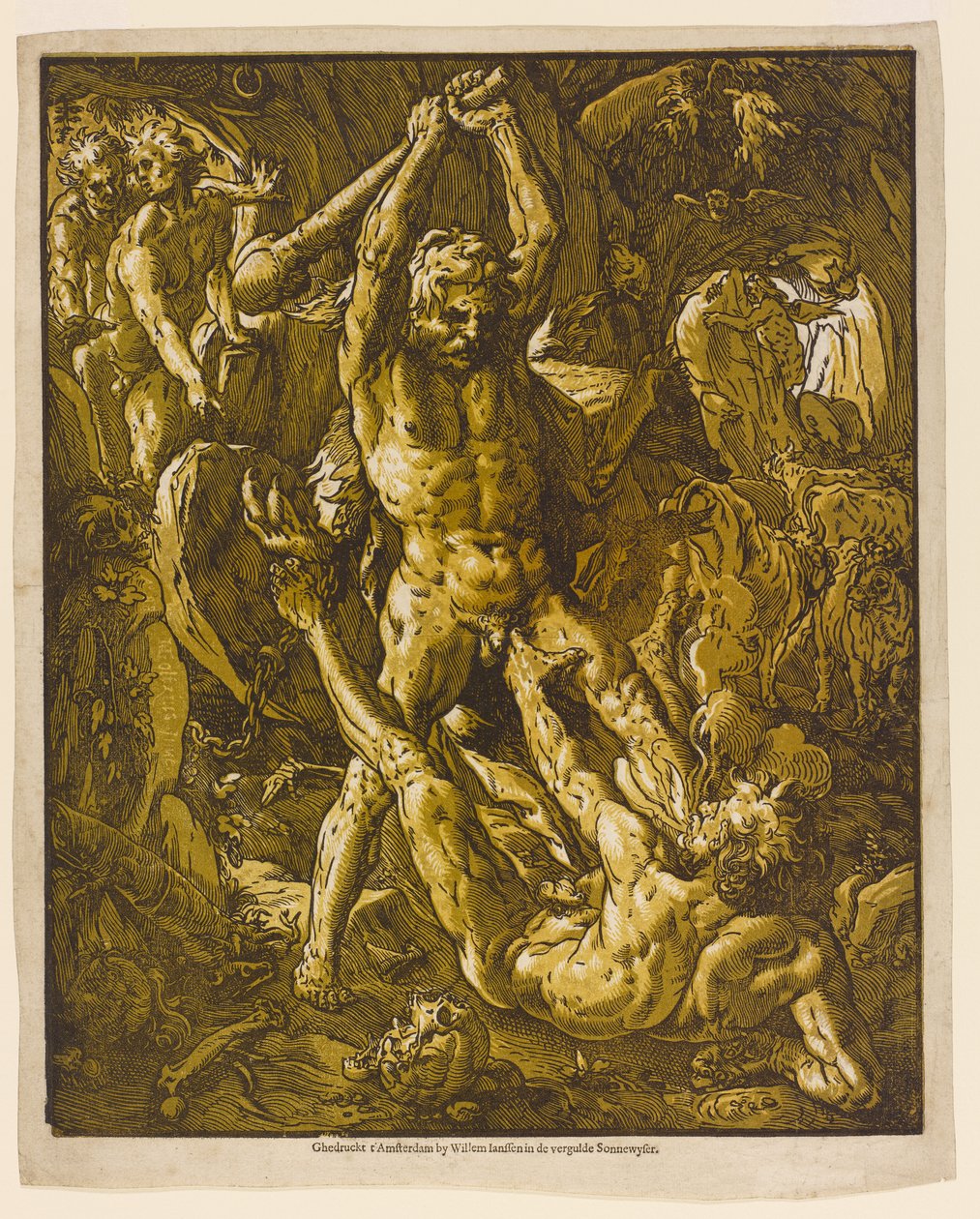 Hercules en Cacus, 1588 door Hendrik Goltzius