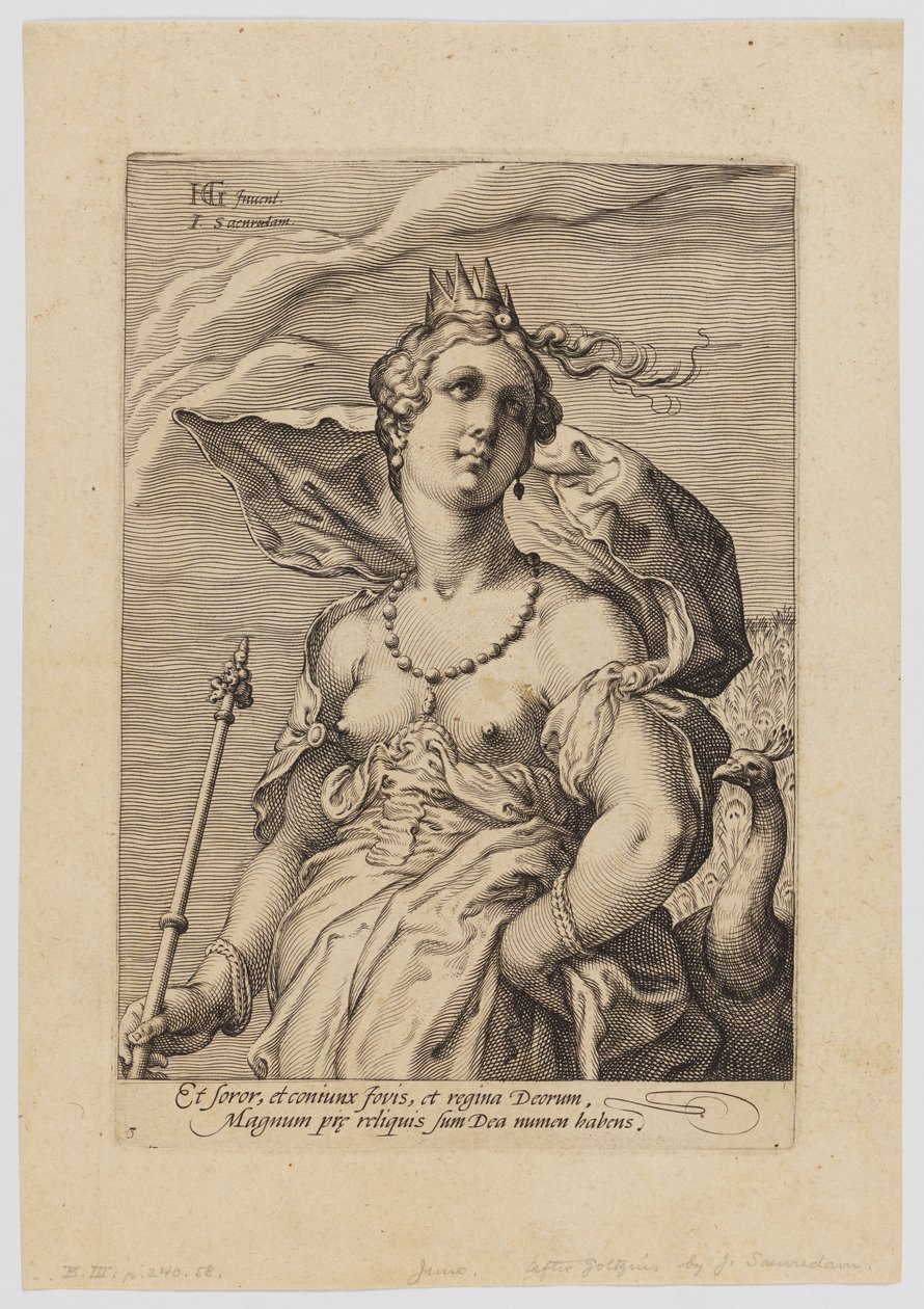 Juno, uit de Drie Godinnen door Hendrik Goltzius